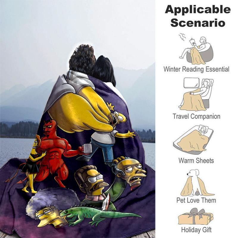 1Pc Simpsons Halloween Mashup Blanket Soft And Comfortable Casual Warm Camping Travel Christmas Halloween Gift M921830