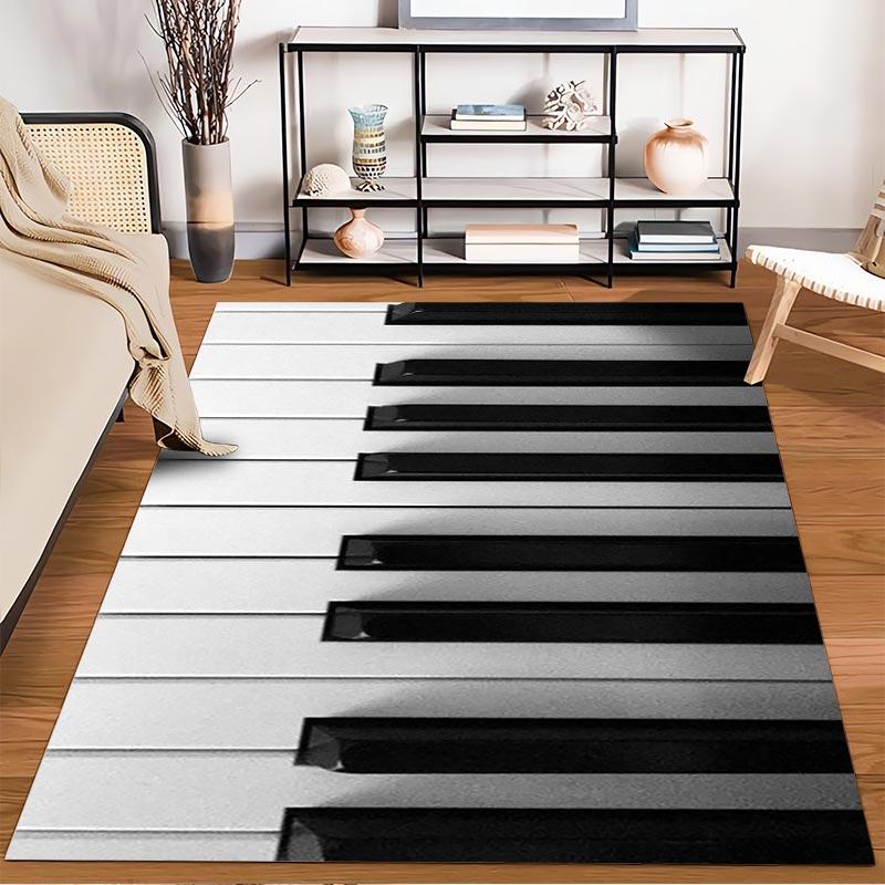 Klaviertastatur Design Teppich für Wohnzimmer oder Musikstudio Dekor Geeignet für den Einsatz als Anti-Rutsch-Matte für Wohnzimmer Schlafzimmer Sofas