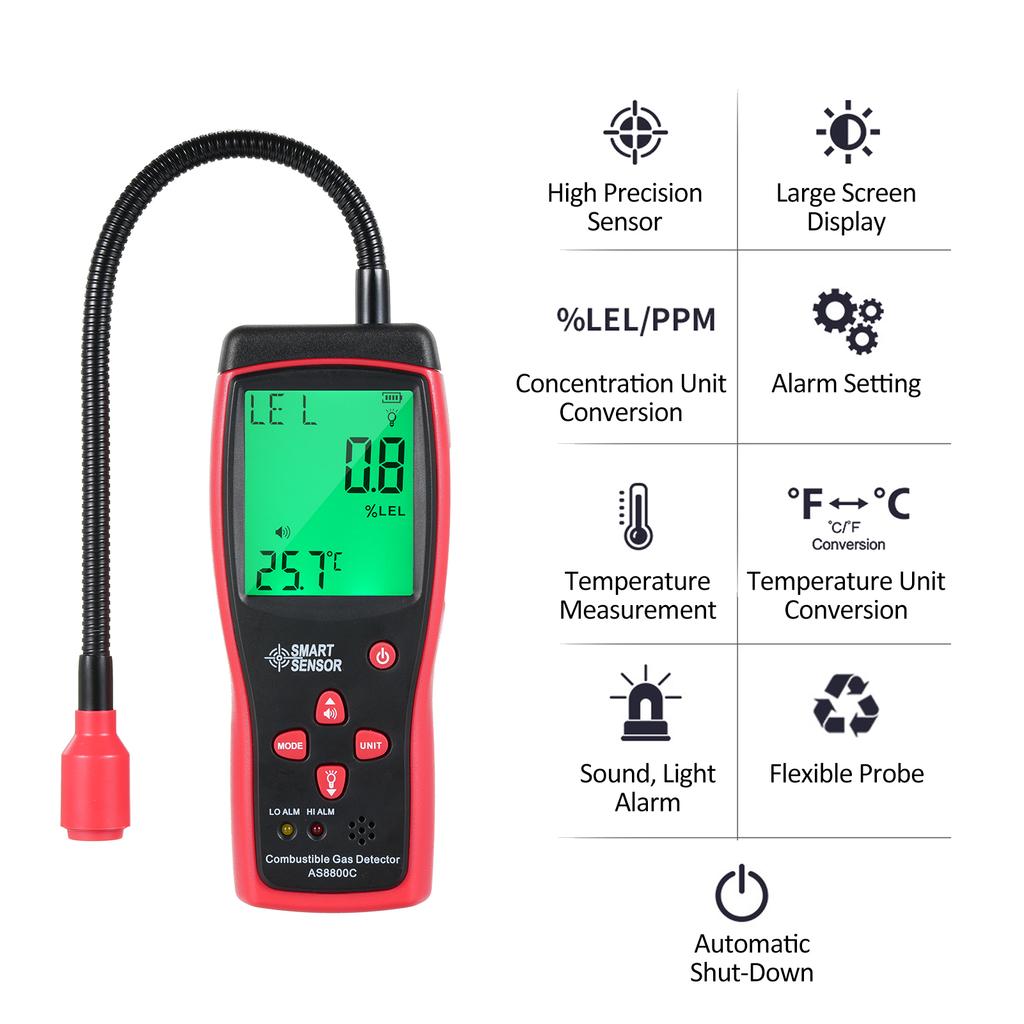 SMART SENSOR Handheld Combustible Gases Leak Detector Natural Gases Leakage Tester Portable Combustible Gases