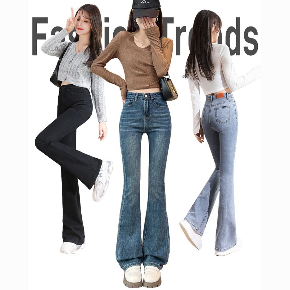 Winter Denim Micro-lapped Hose Jeans für Damen Hohe Taille Retro Jeans Damen Hochelastische Übergröße Stretchjeans