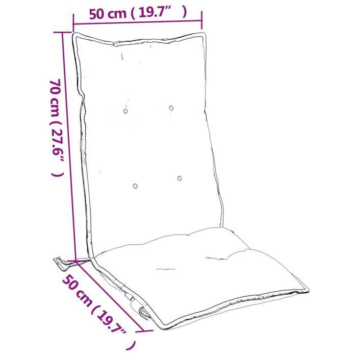 VidaXL Lot de 6 Coussins de Chaise à Dossier Haut, Galette de Siège Imperméable, Coussin d'Extérieur Anti-glissement Jardin 377607