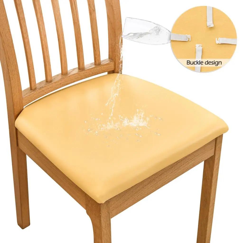 PU Waterproof Chair Cushion Cover For Kitchen Dining Room Leather Seat Cover Dining Room Chair Seat Cushion Cover