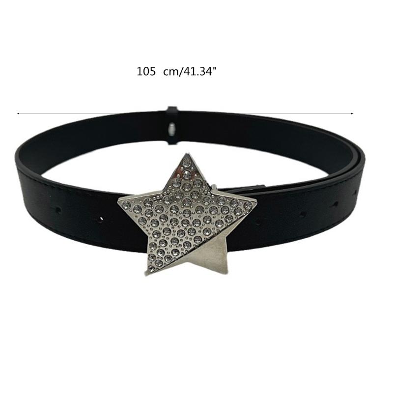 Adult Harajuku Belt with Rhinestone Light Luxurious Ladies Locomotive Waistband