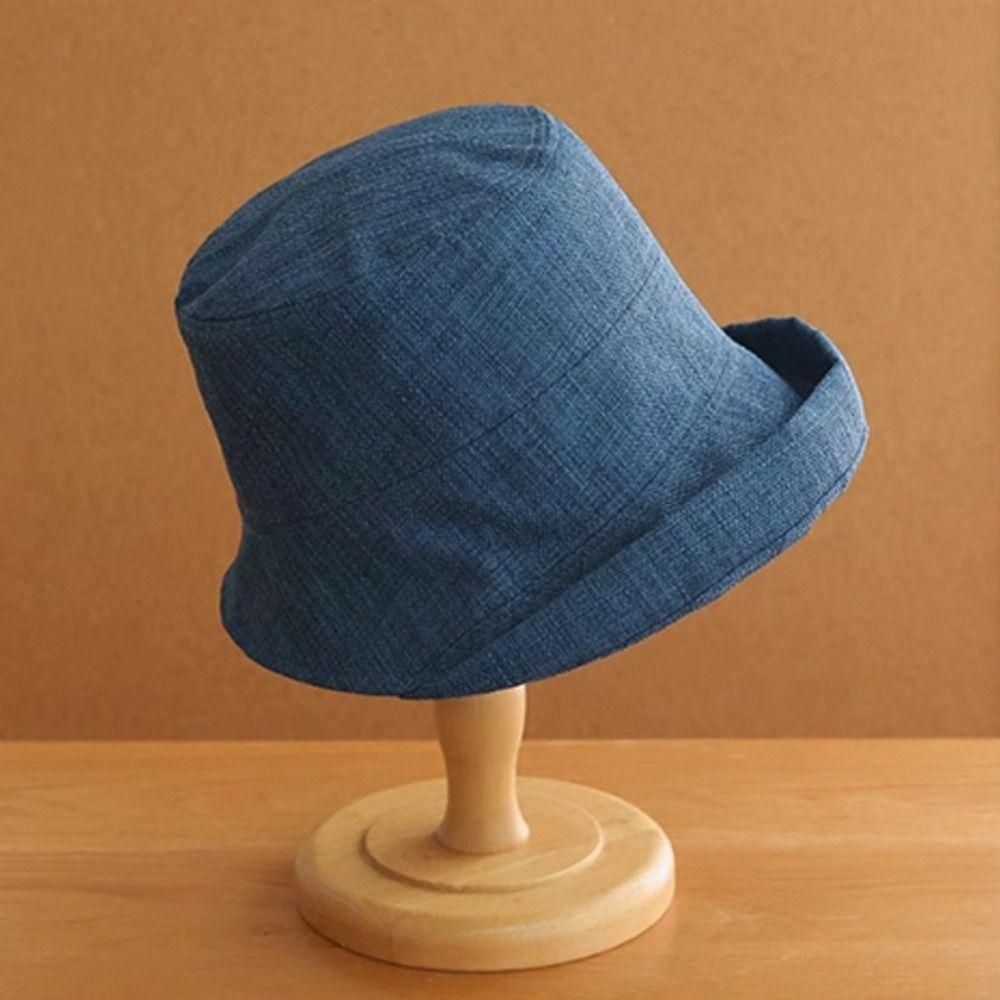 Roll Rim Fisherman Hat Linen Fedora Hat Casual Sunshade Hat  Outdoor Sports