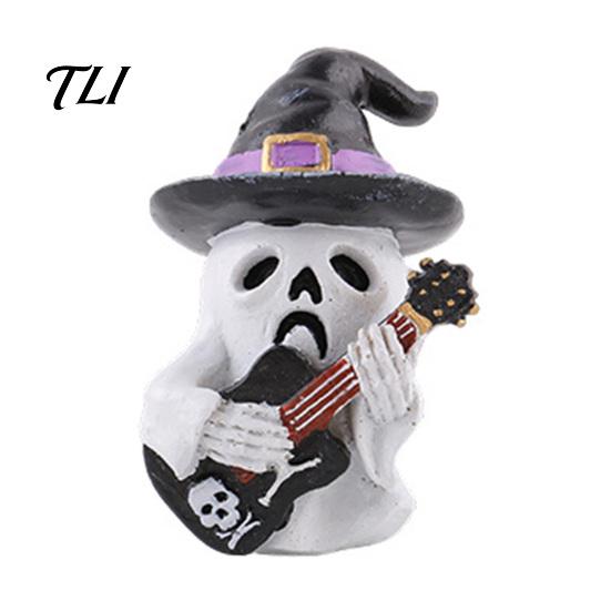 Atmosphere Creating Holiday Props Halloween Resin Figurine, Spooky Skeleton Pumpkin Ghost Statue for Hand Painted Gothic Home Decor Tiered Tray,