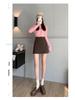 Petite High Waist Zipper Slit A-line Mini Skirt – Spring & Autumn Slimming Hip-Hugging Style.