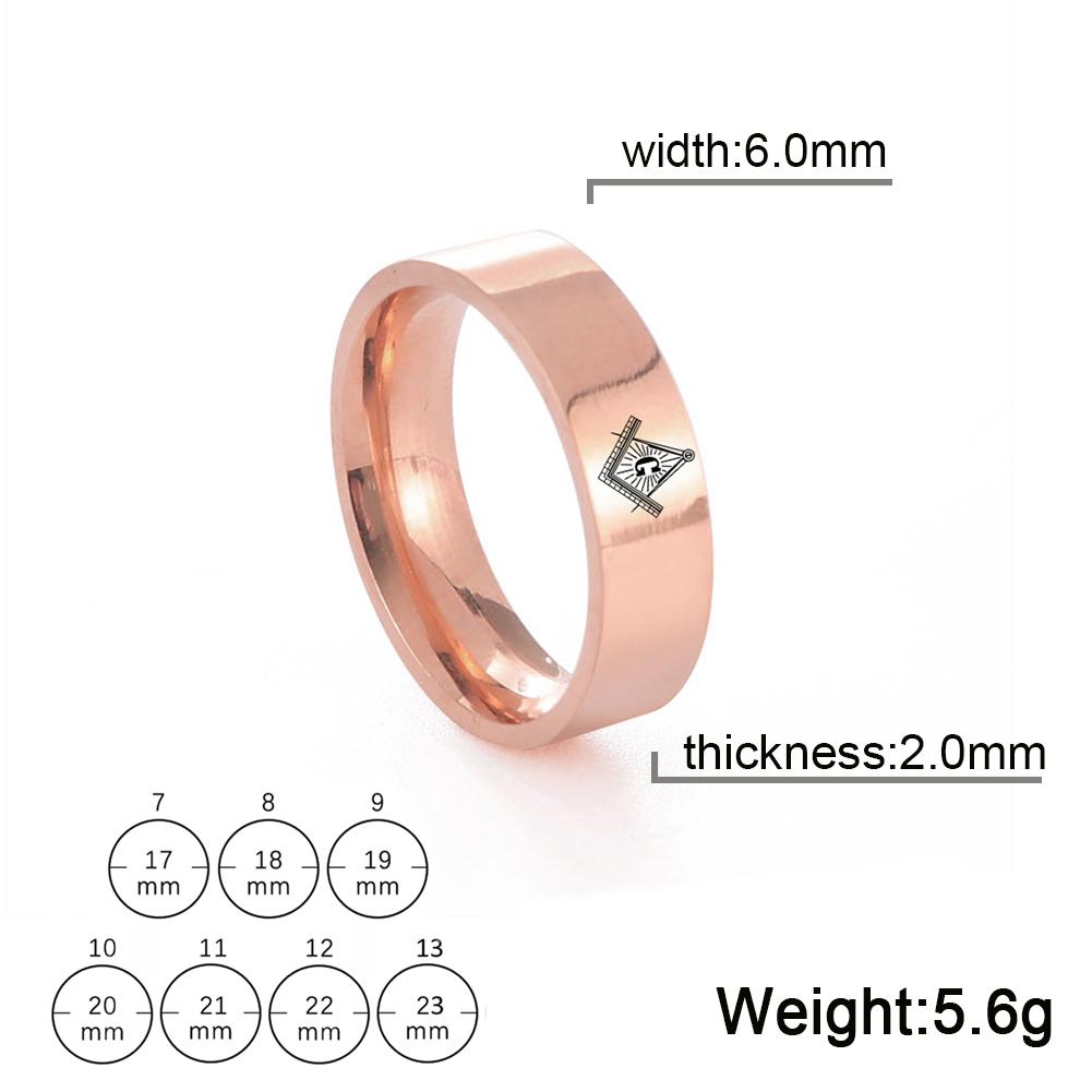 LIKGREAT Vintage Freimaurer Geschenke Freimaurer Fingerring für Damen Herren Edelstahl Neuer Meister Freimaurer Vergoldeter Schmuck 8 beige