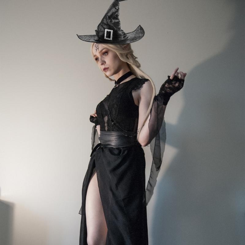 Halloween Witch Hat Black Pointed Wizard Hat Witch Costume Accessories Halloween Dress Up Hat Boys Girls Costume Prop