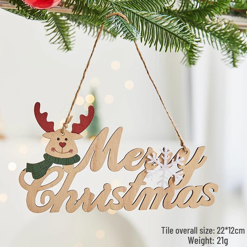 Nordic Wooden Christmas Ornaments: Cartoon Santa Claus & Snowman Pendants