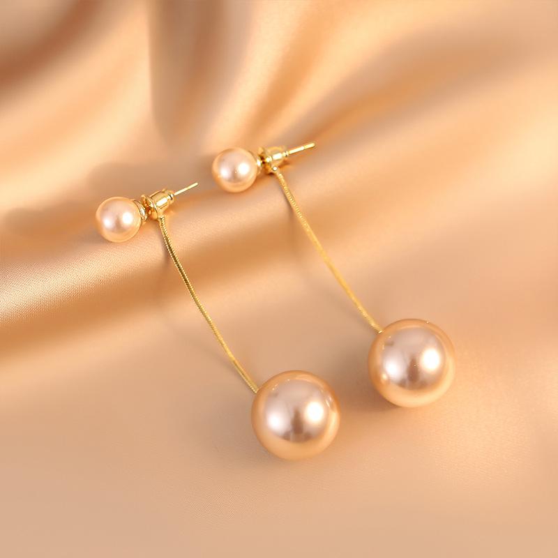 French Two-Way Pearl Earrings - 2026 Luxury Niche High-End Style Studs with Long Ornament Design
