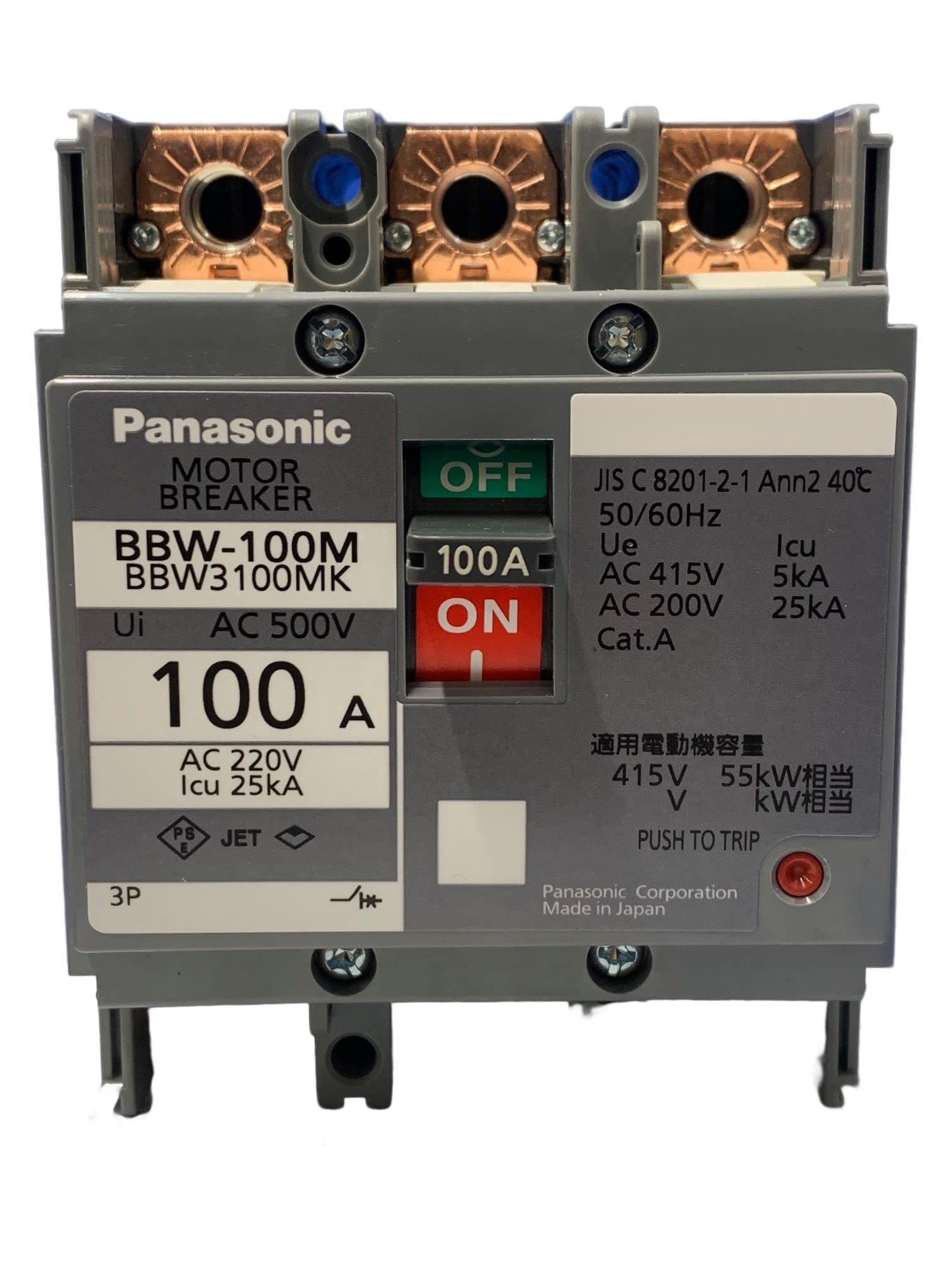 

Panasonic Motor Breaker Type 3P3E 100A BBW3100MK BBW-100M