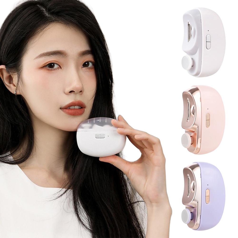 2-in-1 Automatic Nail Clipper Trimmer with LED Light Portable Nail Polishing Grinder USB Rechargeable for Babies Children Adults
