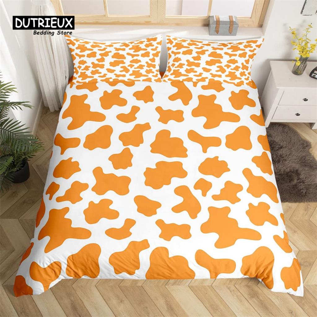 Cowhide Duvet Cover Milk Cow Print Bedding Set Microfiber Western  Farm Animal Skin Quilt Cover Full For Boys Girls Kawaii Room