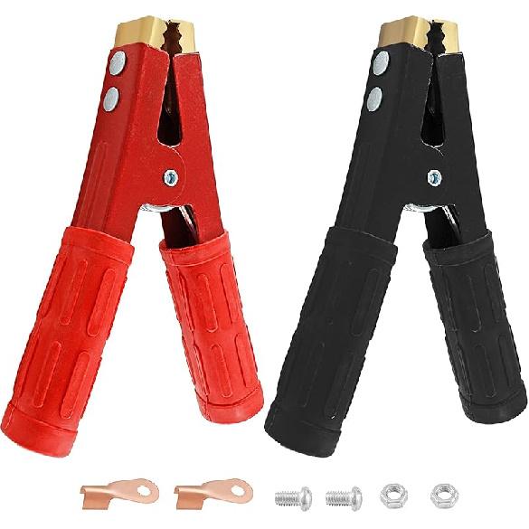 4Pcs 100A Insulated Alligator Clips Electrical Heavy Duty Alligator Clamps, Battery Replacement Cable Metal Spring Loaded Jumper Clips for Car Auto
