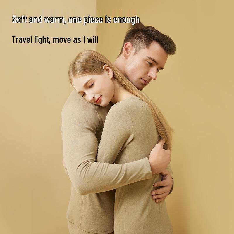 Women's Cashmere Silk Warm Underwear Set: Dual-Sided Brushed Pants & Top for Waist and Abdomen Support.