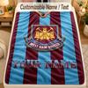 Flannel BlanketWest Ham United FC Custom Name Text Personalized Soft Warm Throw Blanket Home Decor Gift