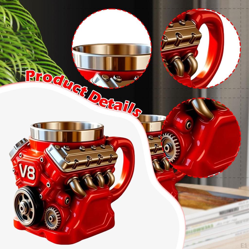 Tazas de Café con Motor V8 Taza para Bebidas de Agua con Asa Vajilla Reutilizable Moderna Té Rojo para Cafetería