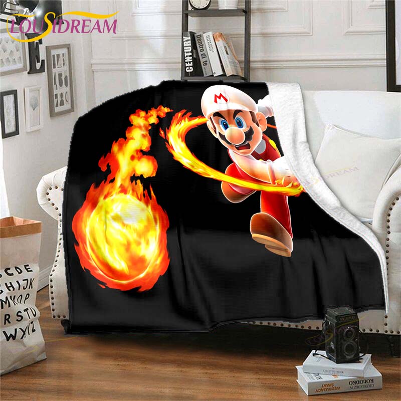 Mario Bros Blanket High Quality Flannel Warm Soft Plush on The Sofa Bed Blanket Suitable for Air Conditioning Blanket