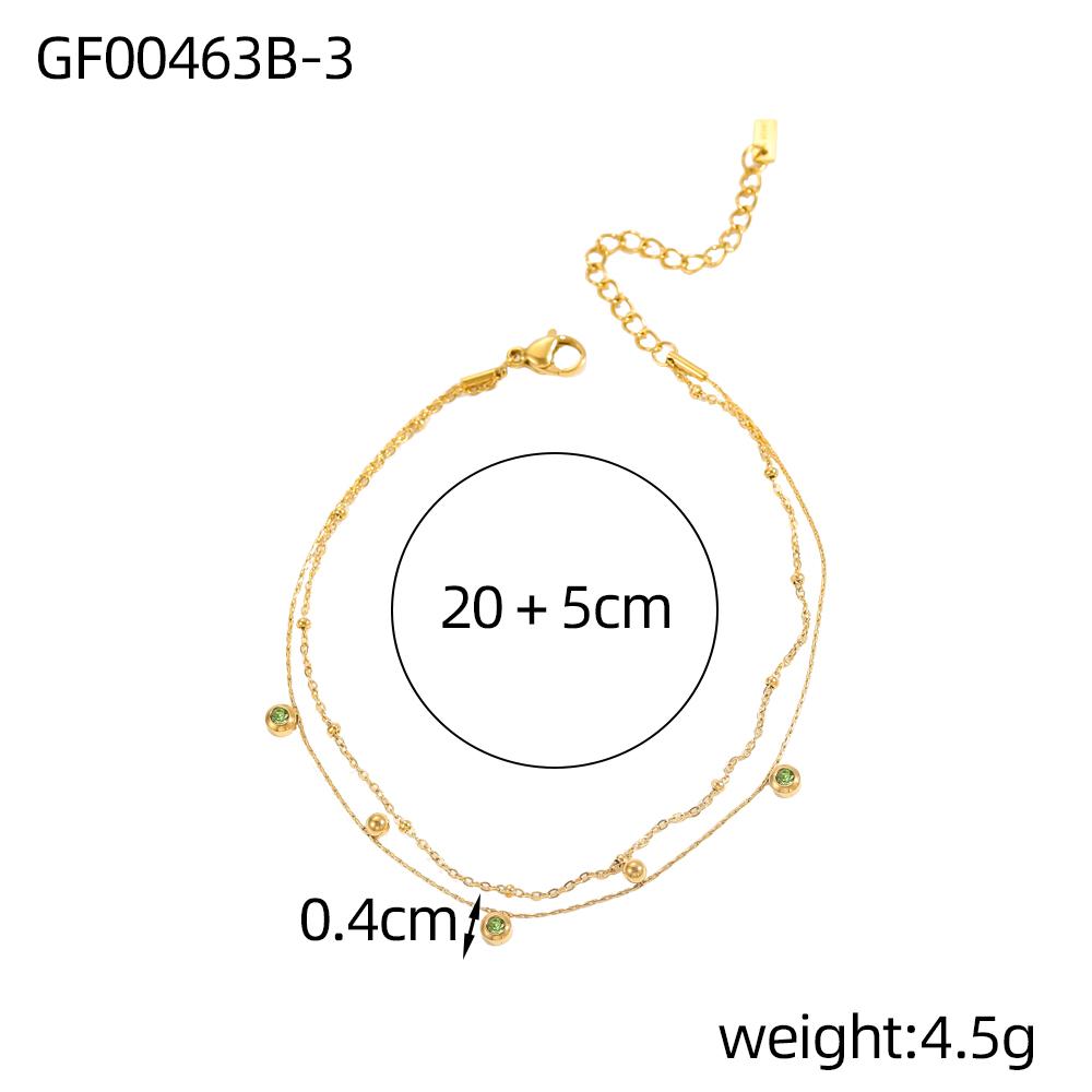 

CARLIDANA Gold Plated Stainless Steel Necklace Anklet Set Foot Jewelry Trendy Classic Round Zircon Pendant Bead Necklace