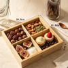 In-Stock Bamboo Wood Tea Brewing & Snack Storage Tray, Four-Compartment Hot Pot Dish Plate