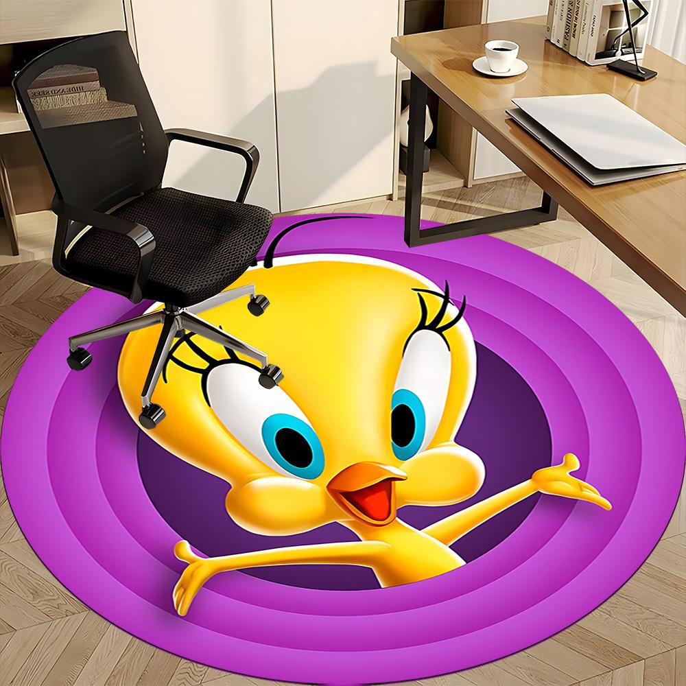 1pc Looney Tunes Tweety Bird Office Round Area Rug, Under Office Chairs Bedroom Living Room Home Decor a1022361