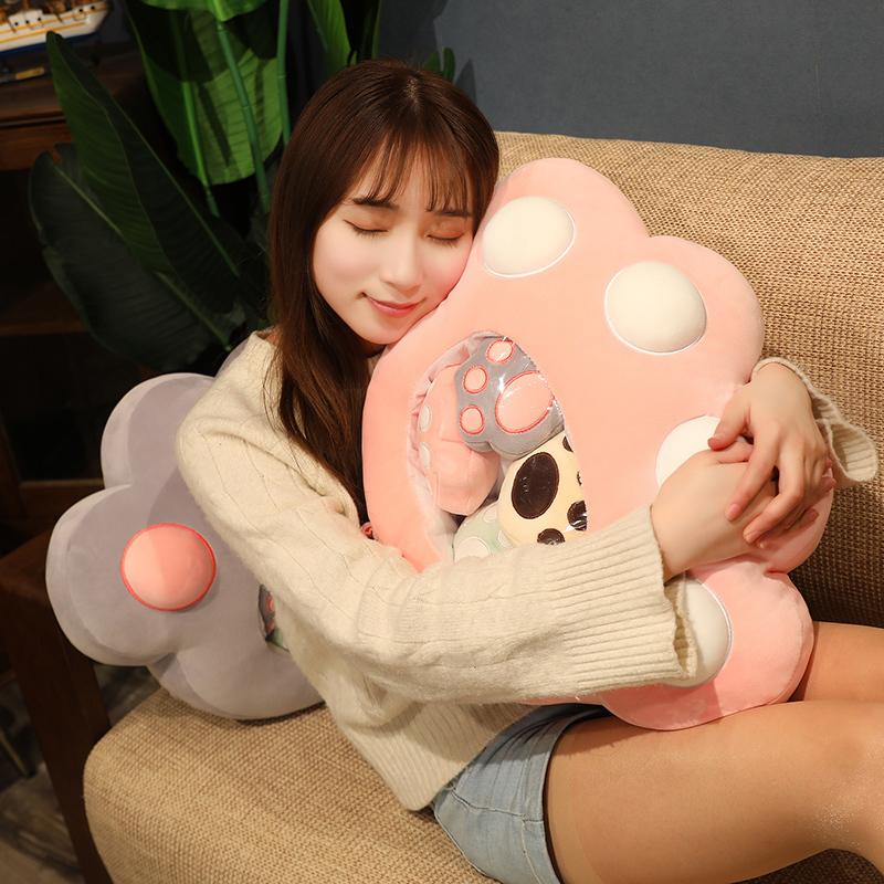 50*40cm Jucării de Pluș Kawaii Labă de Pisică cu 5 Lăbuțe Mici Pernă Drăguță de Buzunar Perna de Sofa Păpuși de Pisică Moale Umplute pentru Copii Fete Cadou