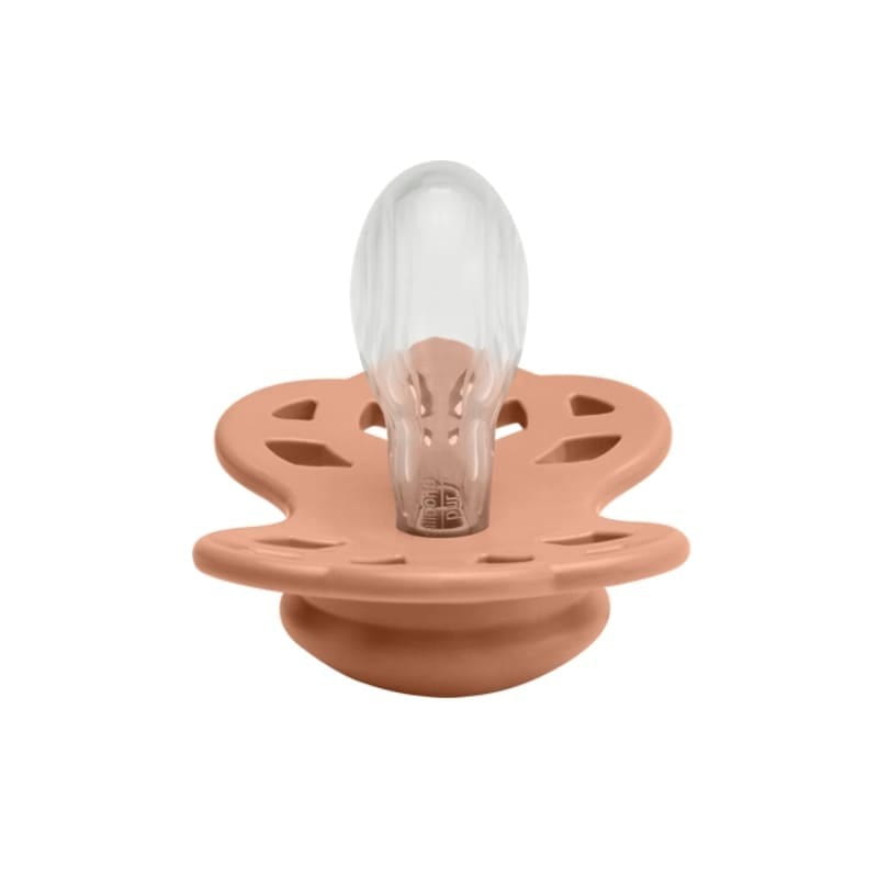 Symmetrical Silicone Pacifier Infinity M Peach 6M+, Bibs