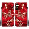 Handmade PU Leather Flip Case for Samsung Galaxy A25 (SM-A256E/A256B)- Anti-Slip Shockproof Cover with Wrist Strap & Heart/Rose Cat Designs