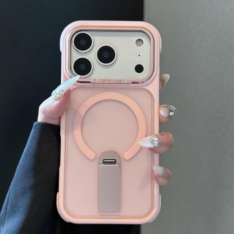 IPhone 17 Case With 360 Rotating Stand Magnetic Snap-on Corner Air Cushion Protection Soft Silicone Full Cover
