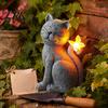 Outdoor Solar Gartenstatue Katzenstatue, Niedliche Skulptur mit Schmetterlingslicht, Wasserdichte Harz-Tierfigur für Rasen Terrasse Hof Weg Dekoration