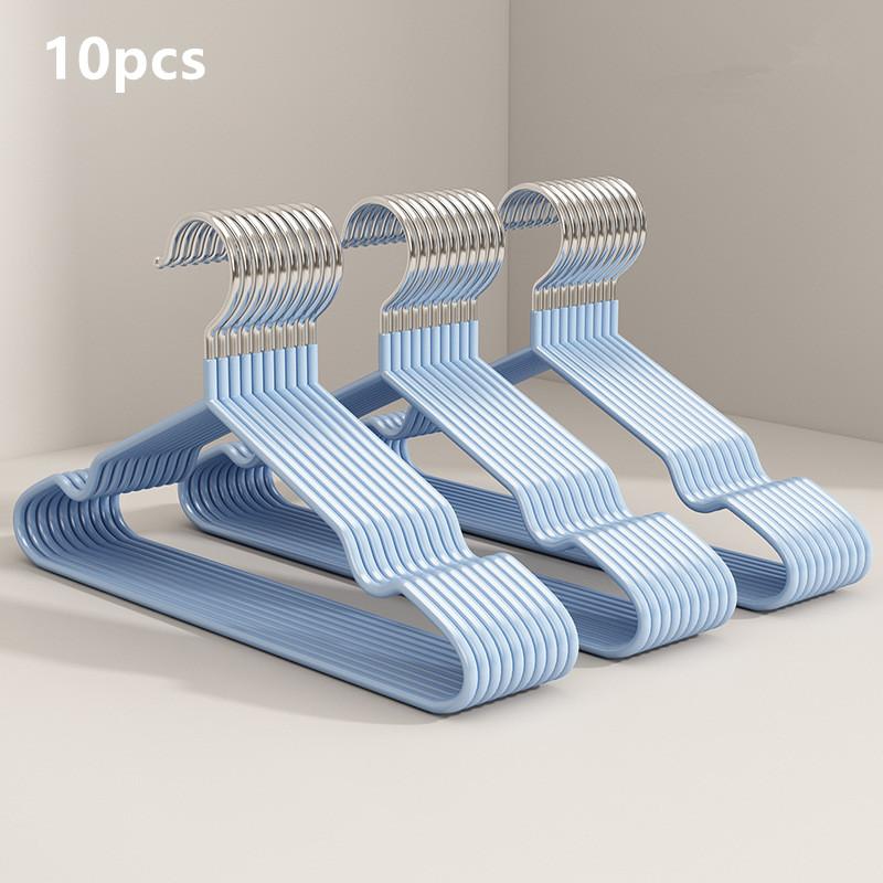 10Pcs Traceless No-slip Clothes Metal Hangers Durable Strong Household Space Saver For Organization Of Bedroom