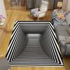 3D Black And White Illusion Rug Geometric Print Optical Pattern Carpet Non-slip Floor Home Living Room Bedroom Door Indoor Decor