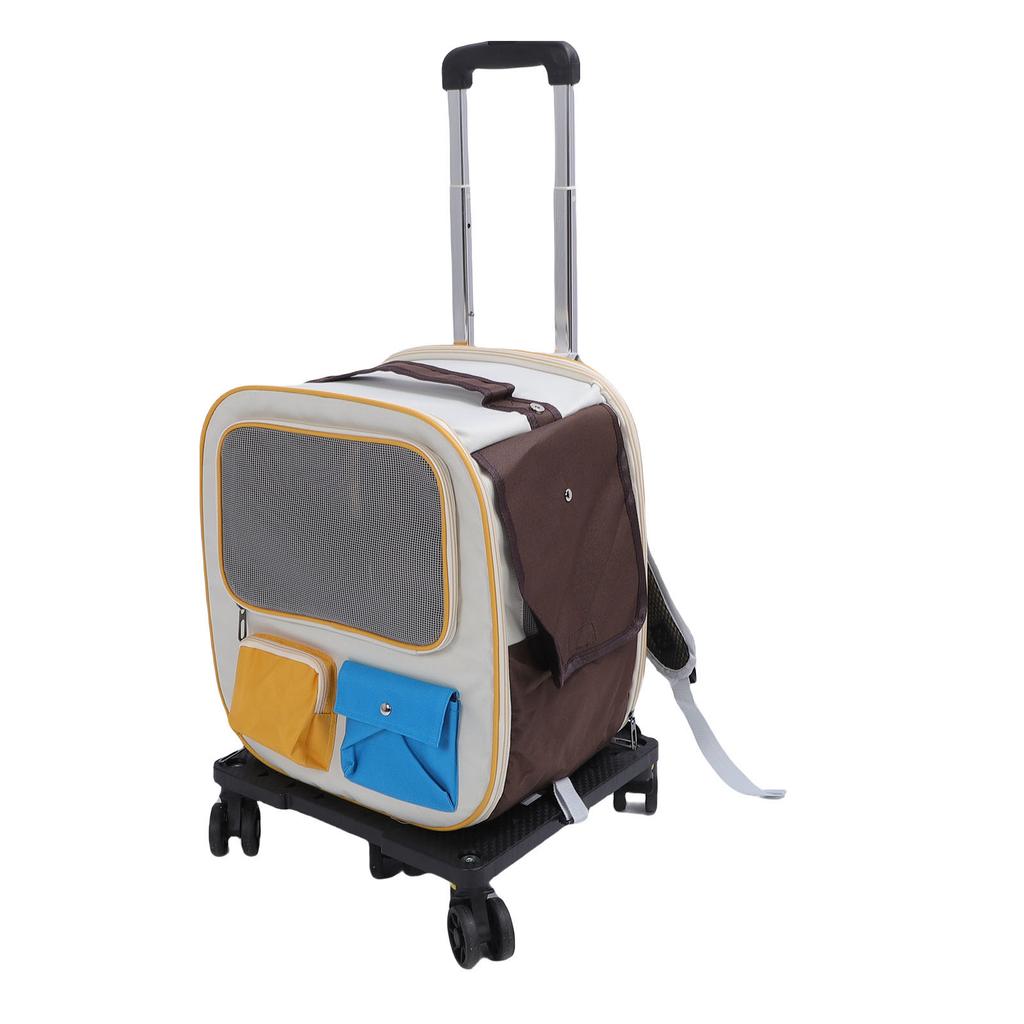 Pet Carrier Backpack with Wheels 2 in 1 Breathable Window Large Capacity Portable Rolling Cat Dog Carrier Bag for Travel