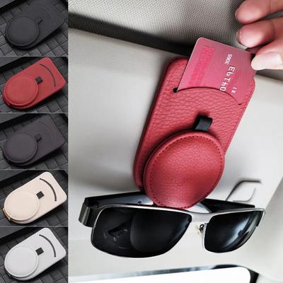 Pelle Visiera Parasole Auto Porta Occhiali Supporto Clip per Occhiali da Sole Montaggio Clip Multifunzione Portatile Accessori Interni Auto Donna Zr