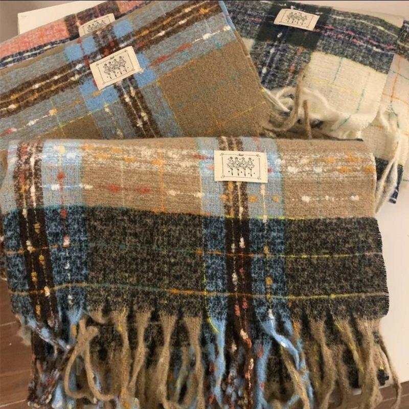 Versatile warm scarf student niche winter imitation cashmere shawl fringed galaxy plaid scarf woman