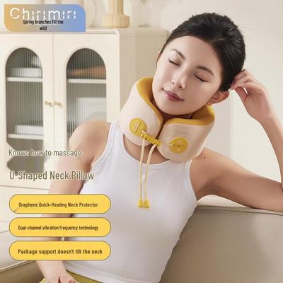 U-förmiges Nackenmassagekissen mit Heizung und Vibration CN-Stecker (Adapter enthalten)
