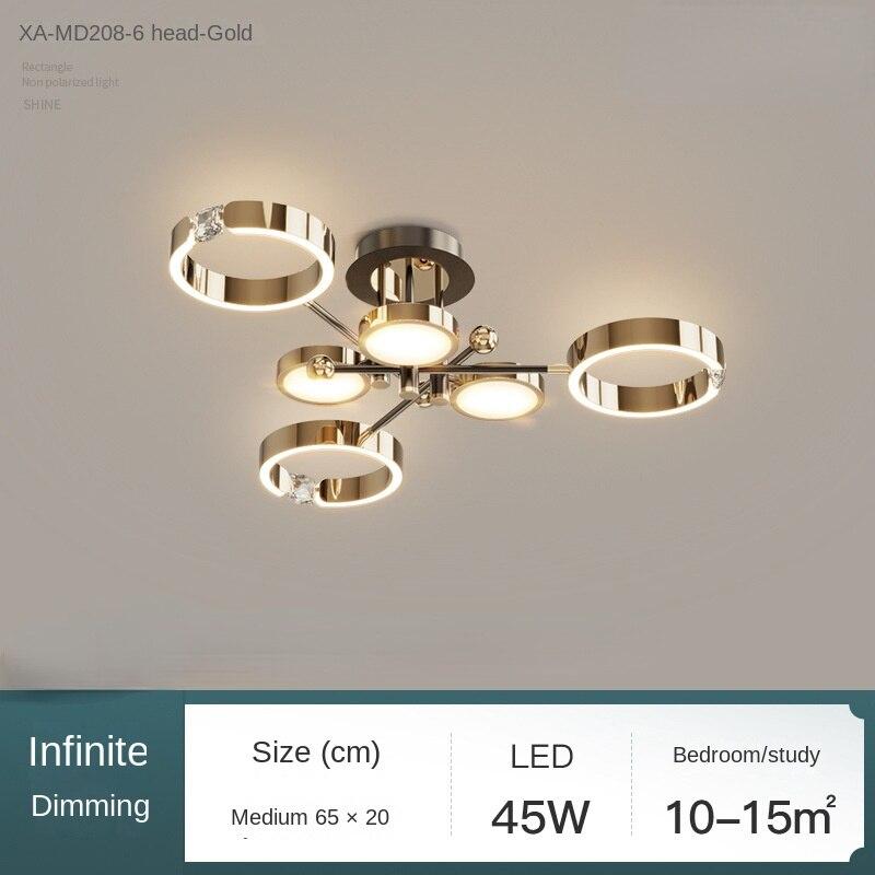 

Современная минималистская скандинавская люстра для гостиной с бриллиантовым кольцом, потолочный светильник для спальни 6 headlights золотой