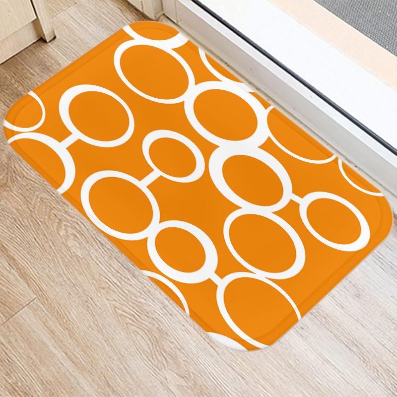 Fashion Orange Geometric Pattern Entrance Door Mat Bathroom Kitchen Anti-Slip Floor Indoor Room Home Decor Non-Slip Rug