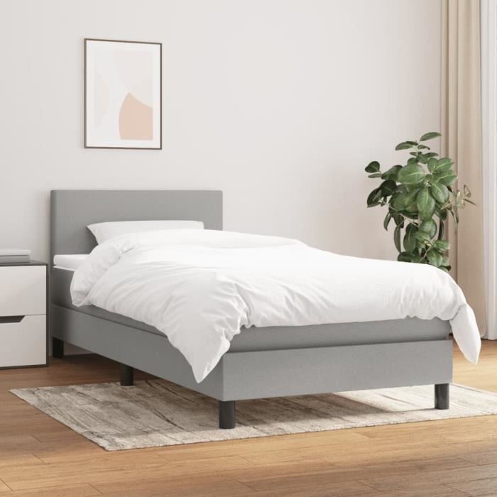 3139849 vidaXL Lit à sommier tapissier avec matelas Gris clair 80x200 cm Tissu