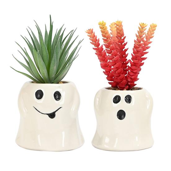 Ghost Planter Keramický roztomilý květináč duchů Halloween Ghost květináč s vtipnými výrazy Dárek pro milovníky sukulentů