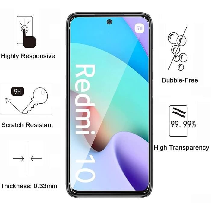 Protective Film - Phonillico® - Xiaomi REDMI 10 4G - Pack of 2 - Tempered Glass - Scratch-resistant