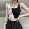 Punk Style Patchwork Tank Tops Aesthetic Letter and Graphic Print Women Color Blocking Sleeveless Top