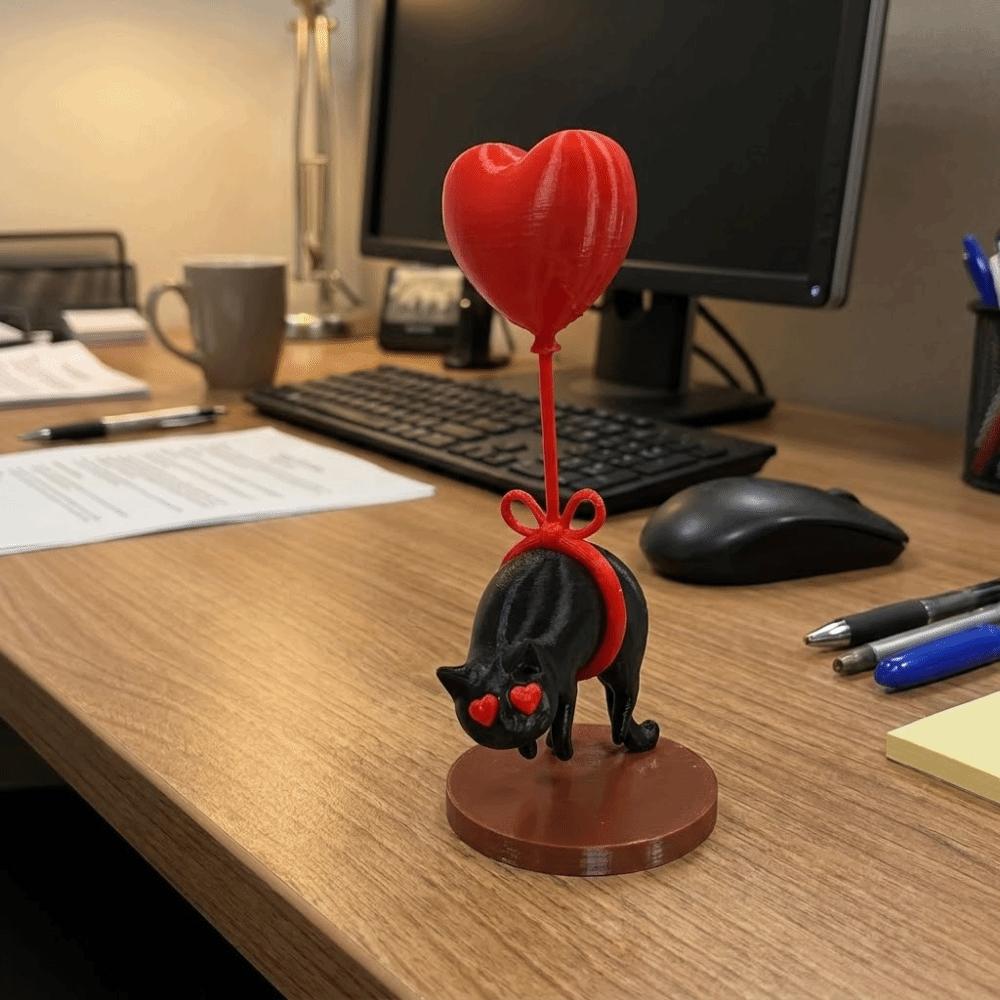 Romantic Cat Heart Balloon Decoration Suspended Black Cat Desktop Decoration  Office Desk