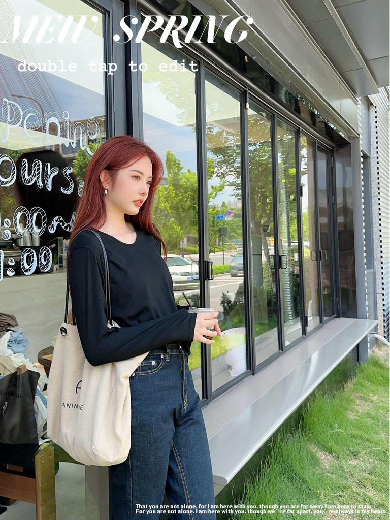 Pure Desire High-End Slim Fit Weißes V-Ausschnitt Langarm-T-Shirt