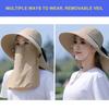 Chapeau Masque Facial Protection Solaire pour Femmes Chapeau de Soleil à Large Bord avec Cordon de Serrage Réglable Chapeau Respirant pour Activité en Plein Air