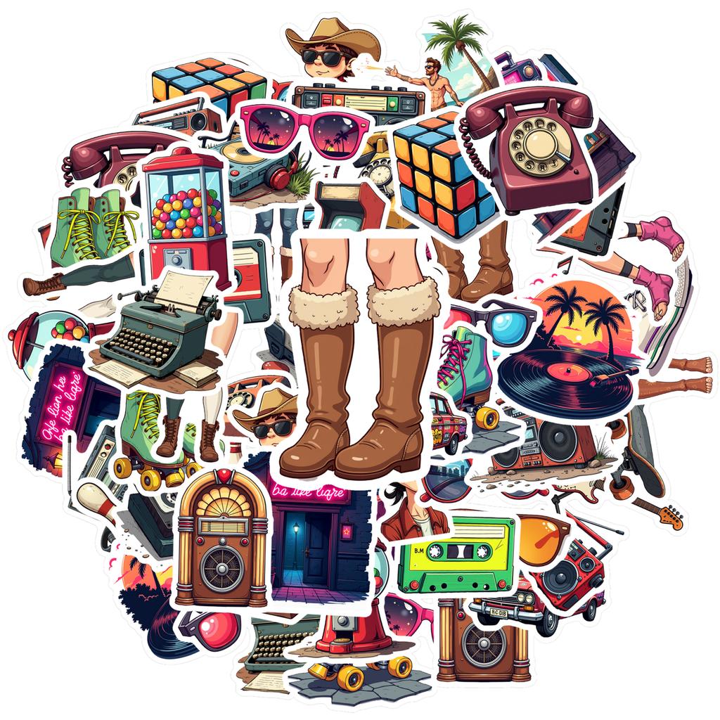 35pcs-50pcs Decals Music Retro Stickers Music Decals Stationery Stickers For Guitar Notebook Fridge