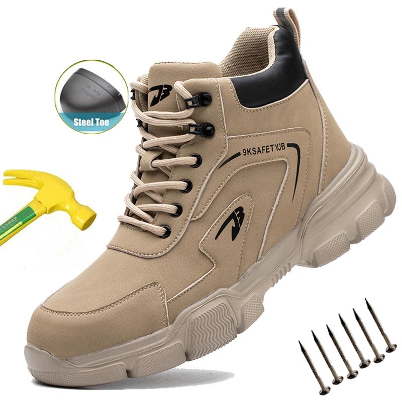 Waterproof Safety Shoes Men Steel Toe Boots Anti-smash Anti-puncture Indestructible Protective Boots Womens Construction Shoes