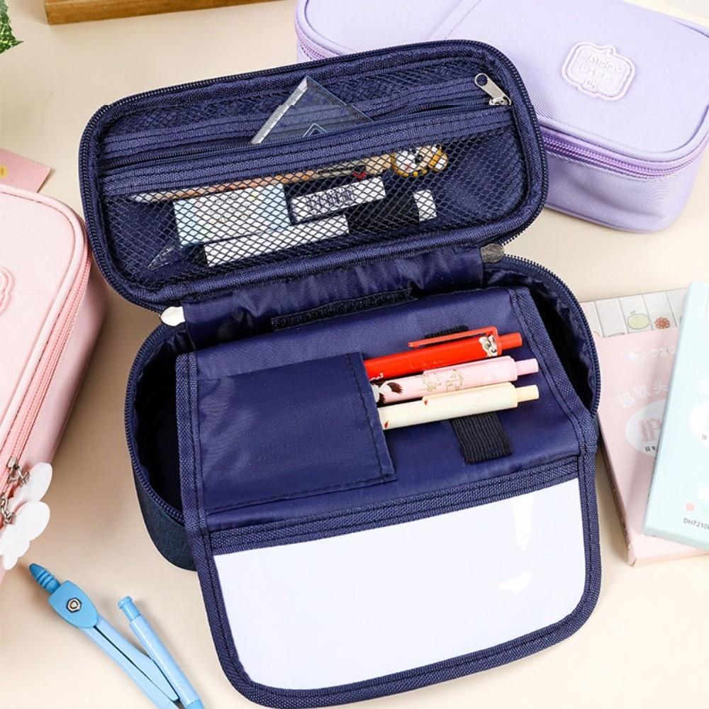 Canvas Pencil Cases Large Capacity Stationery Storage Pouch Students Pen Bag School Supplies