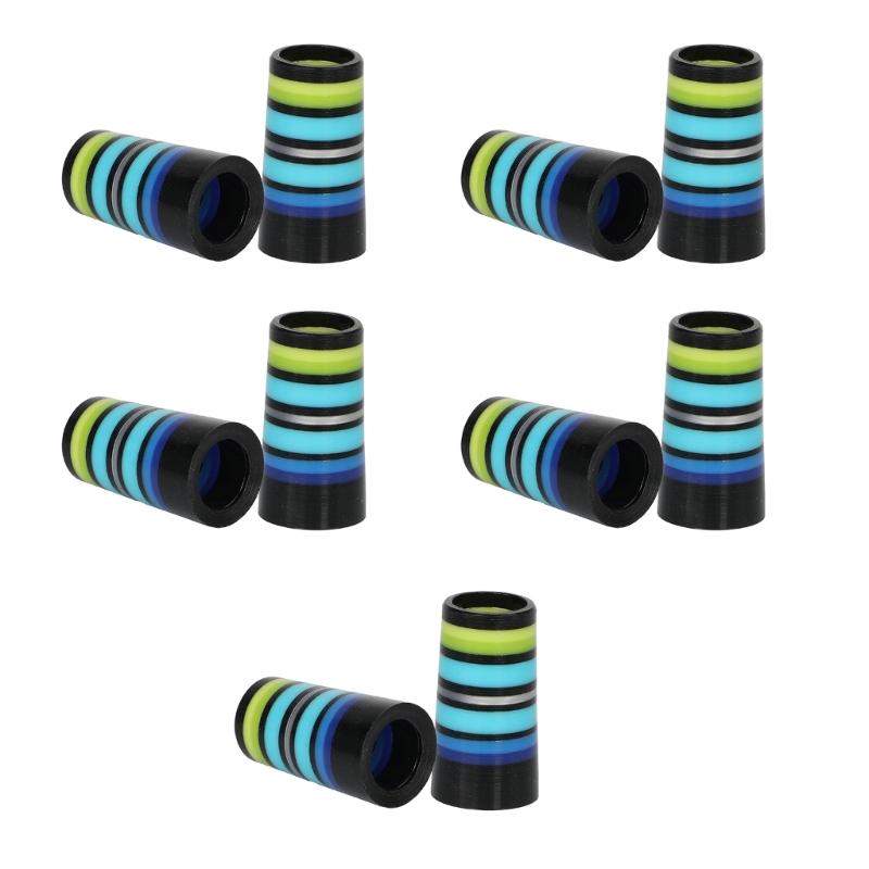 10Pcs Professional Golfing Iron Ferrules for 0.35Inch Tapered Parallel Shafts Colorful Striped Golfing Tapered Ferrules 69HD