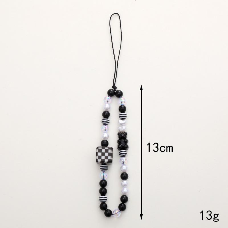 Colorful Cartoon Bear Mobile Phone Chain with Electroplating Grid Design